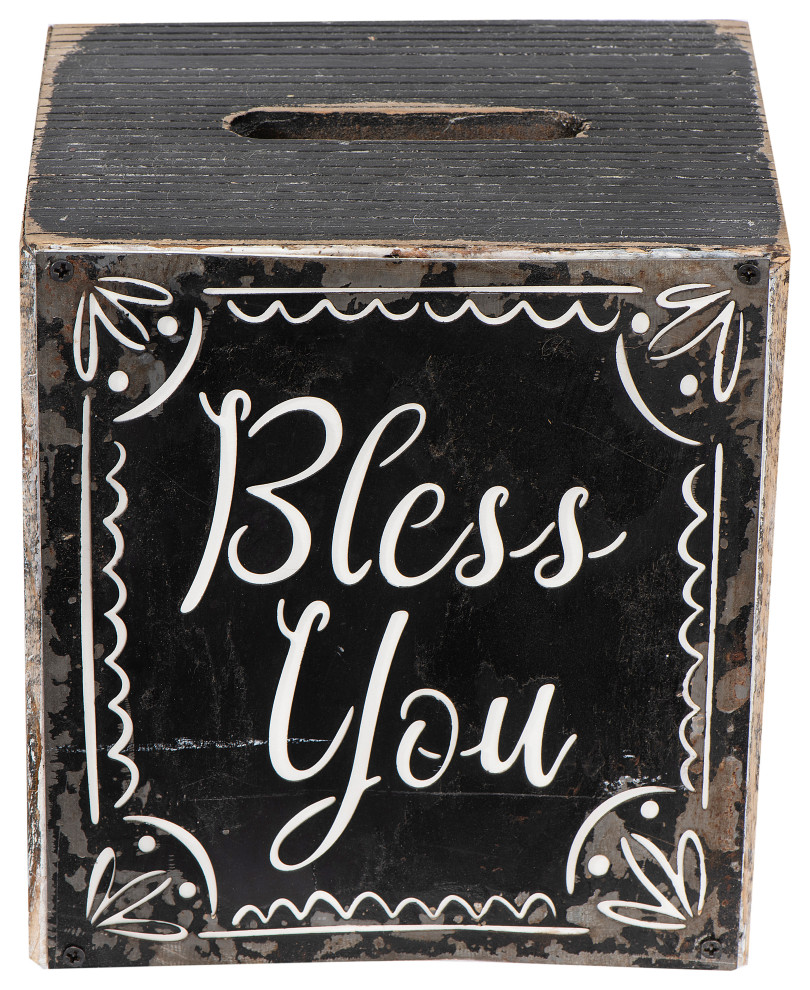 2Sided Tissue Box Cover "Bless You" Farmhouse Tissue Box Holders