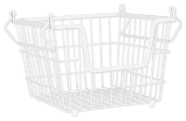 Metal Basket, White Square Medium 11x11x8