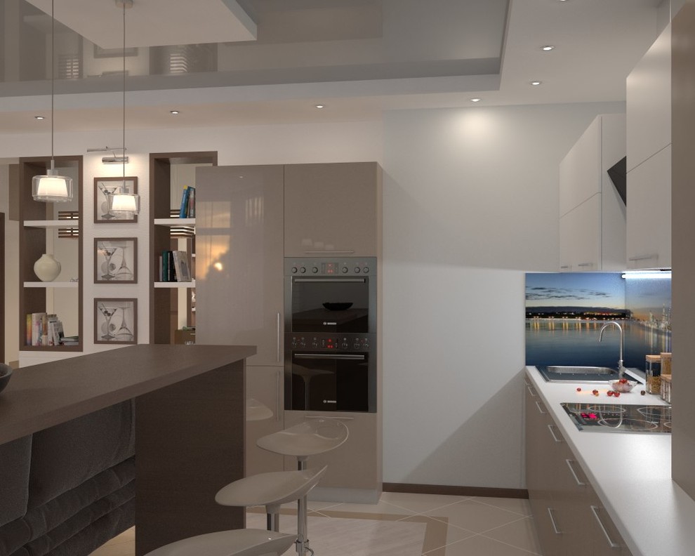 Квартира - студия в коричнево-бежевых тонах