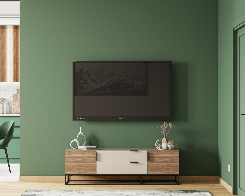 Изумрудная кухня-гостиная, ЖК "Приморский квартал