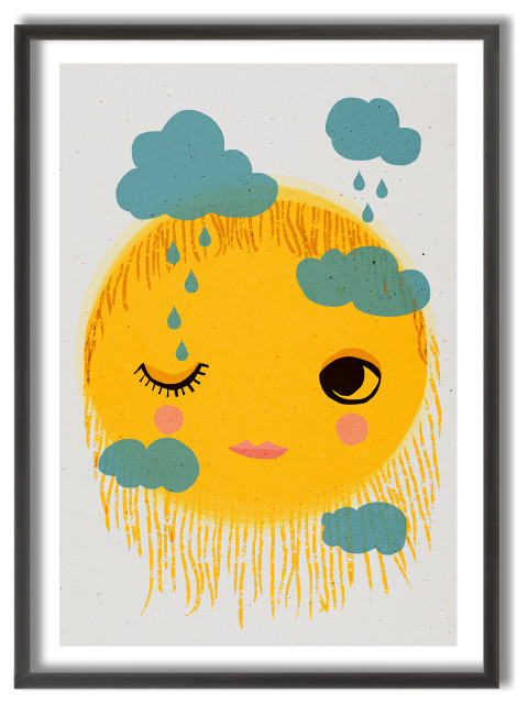 Kids Framed Art Print, Sun And Rain by Treechild, 24