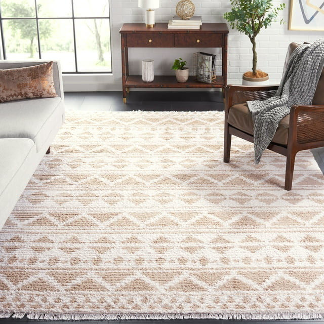 Bohemian Nomadic Geometric Patterned Flat Pile Area Rug, 8' X 10
