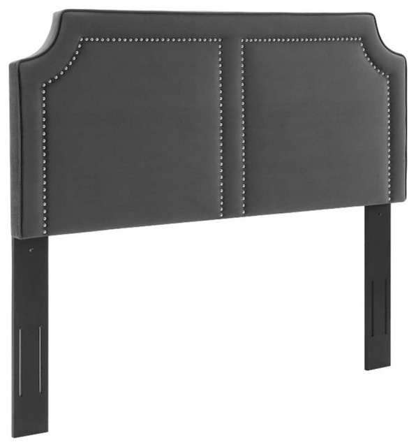 Modway Cynthia Modern Performance Velvet Twin Headboard in Charcoal, Twin Size Transitional