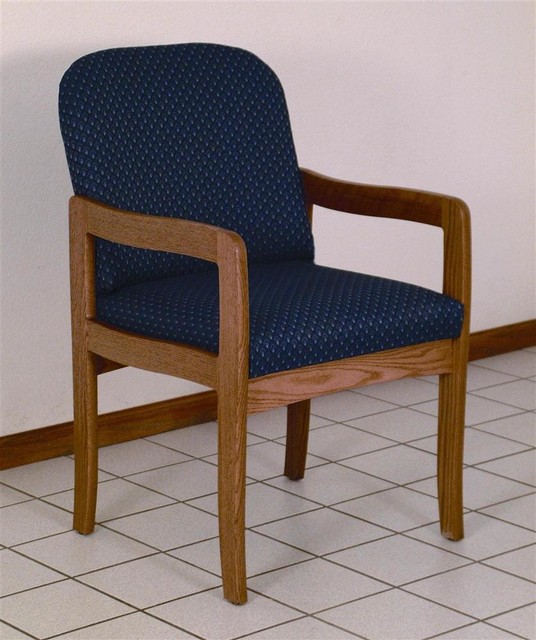Solid Wood Arm Chair w Medium Oak Finish & Soft Upholstery, Wine Leaf