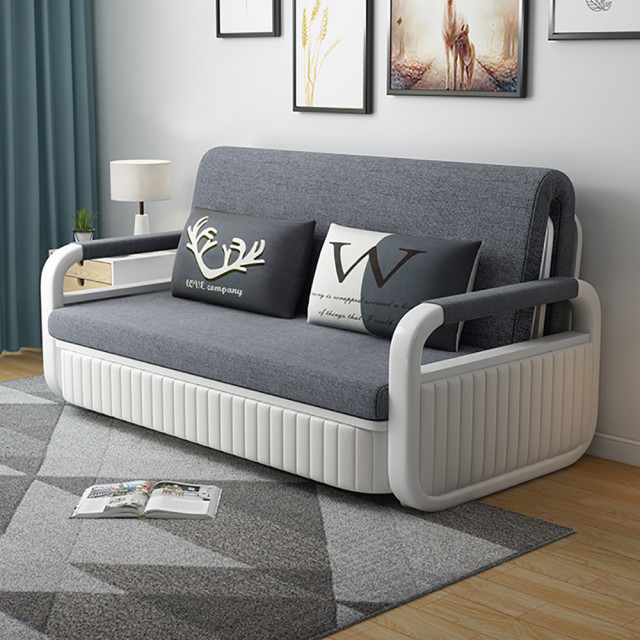 Modern Convertible Sleeper Sofa Bed Cotton & Linen Upholstery with ...