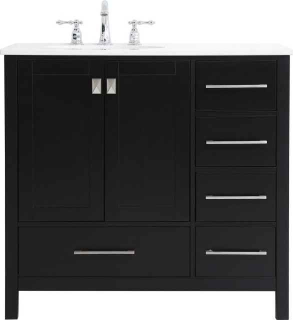 Bathroom Vanity Sink Traditional Antique Single Brushed Nickel Black, Single Transitional