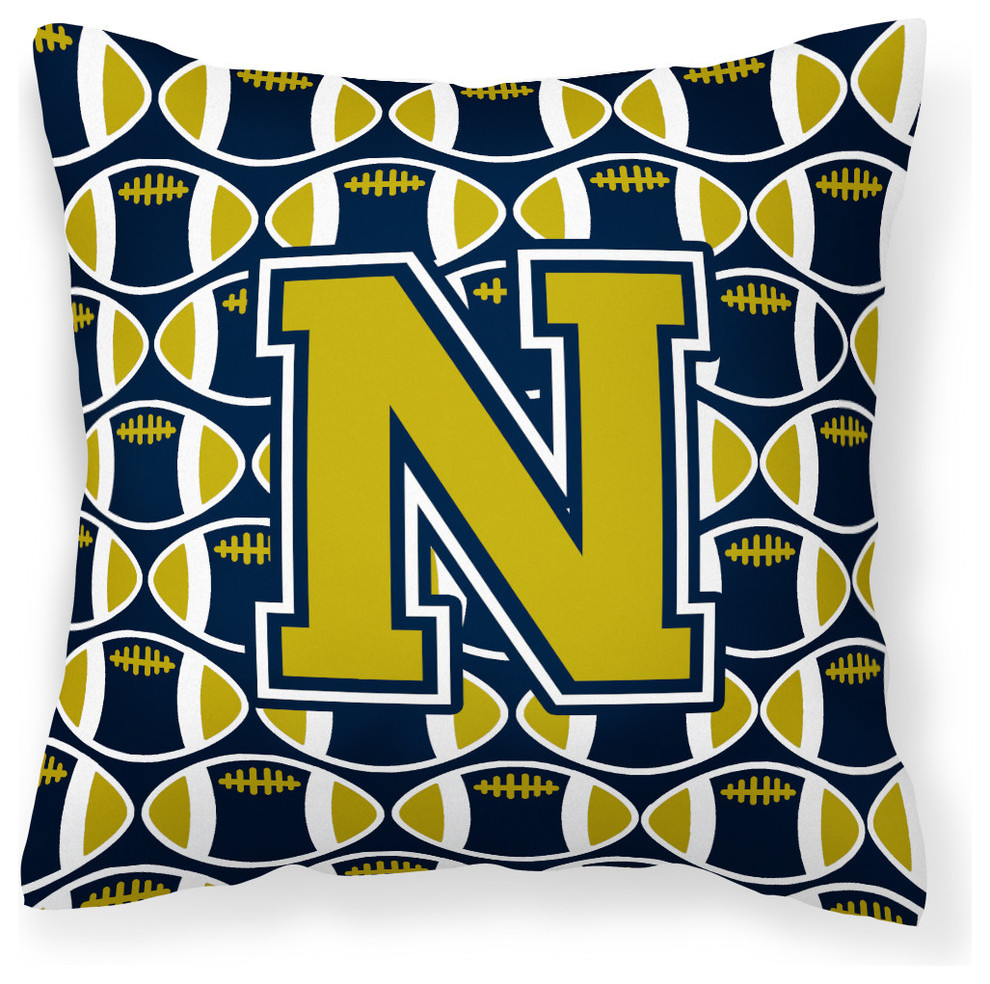 Letter N Football Blue and Gold Fabric Decorative Pillow - Contemporary ...