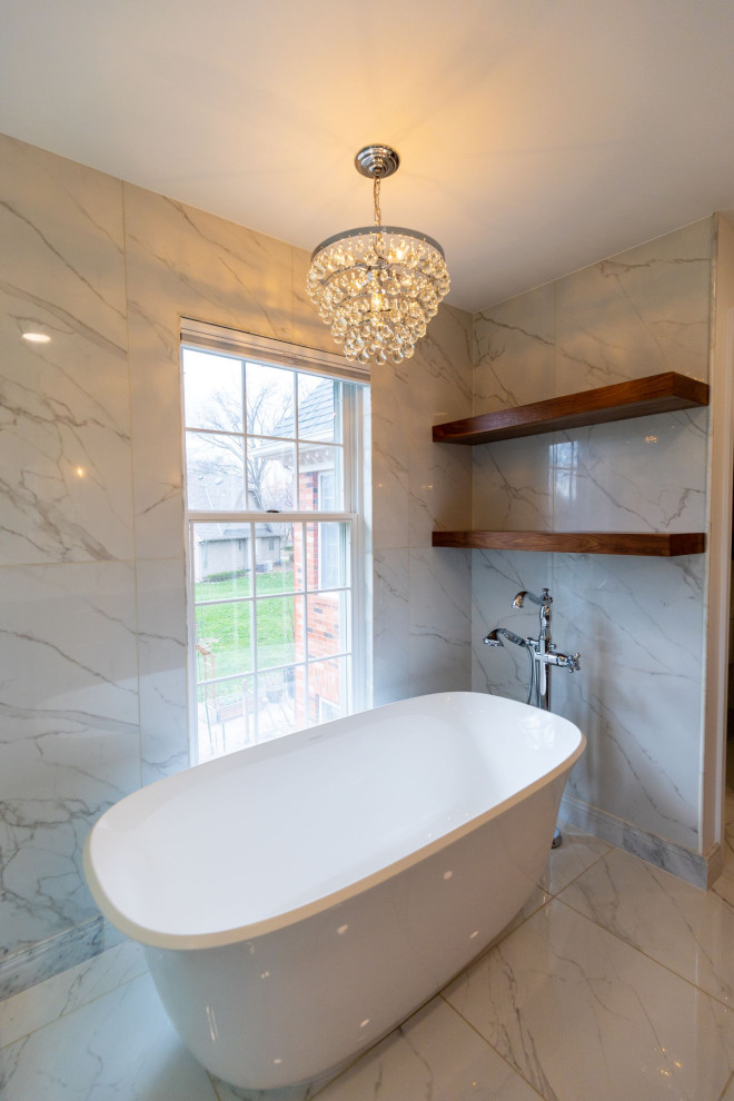 Transitional Primary Bathroom Remodel Leawood, KS - Transitional ...