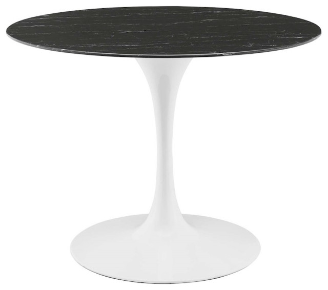 Modway Furniture Lippa 40" Velvet Dining Table, White/Black -EEI-5181-WHI-BLK