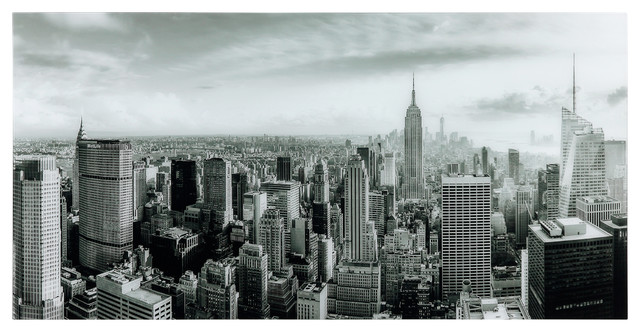 My New York Frameless Free Floating Tempered Art Glass Wall 36 X 72
