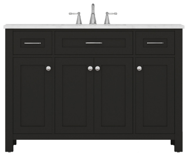 Norwalk 48" Bathroom Vanity With Carrera Marble Top, Espresso