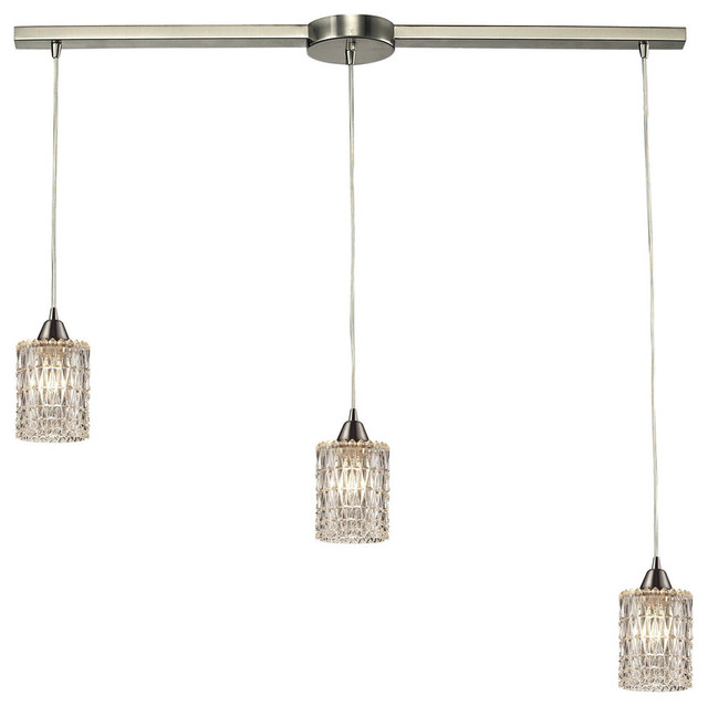 ELK Lighting 10343//3 Kersey Collection 3 Light Chandelier 8 x 10 x 10 Satin Nickel