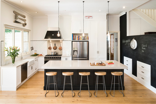 Industrial Kitchen and Library american-traditional-kitchen