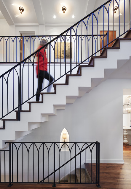 Modern Mediterranean transitional-staircase