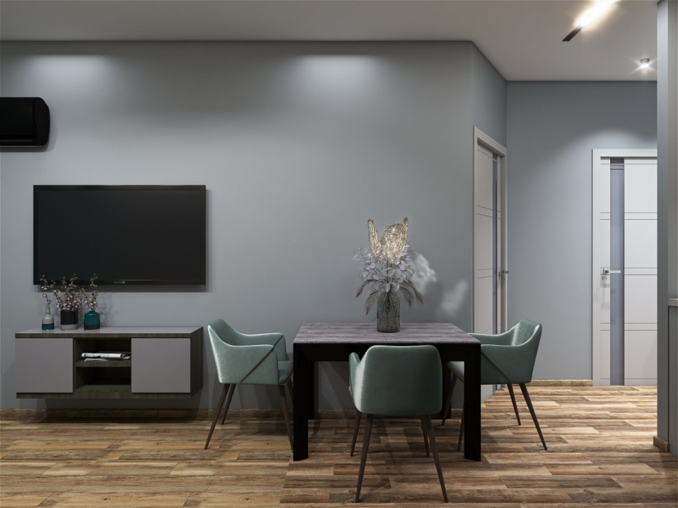 Дизайн-проект холостяцкой однокомнатной квартиры. Кухня-гостиная