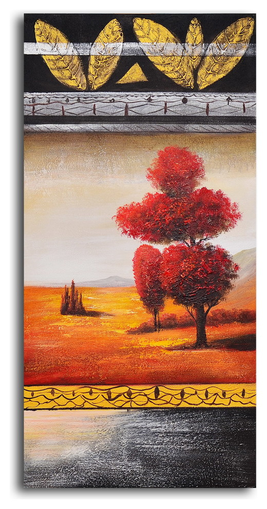 Hand Painted "Red velvet tree" Oil Painting