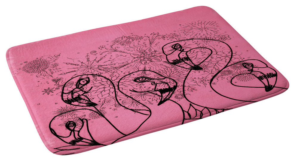 Lisa Argyropoulos Pink Flamingos Memory Foam Bath Mat, 34"x21" Tropical Bath Mats by Deny