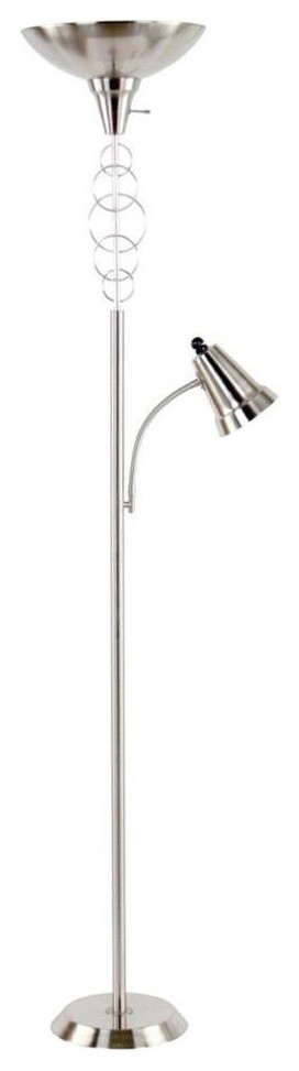 Design Fidelity Lamps Halo 71 in. Brushed Nickel Torchiere Floor Lamp With