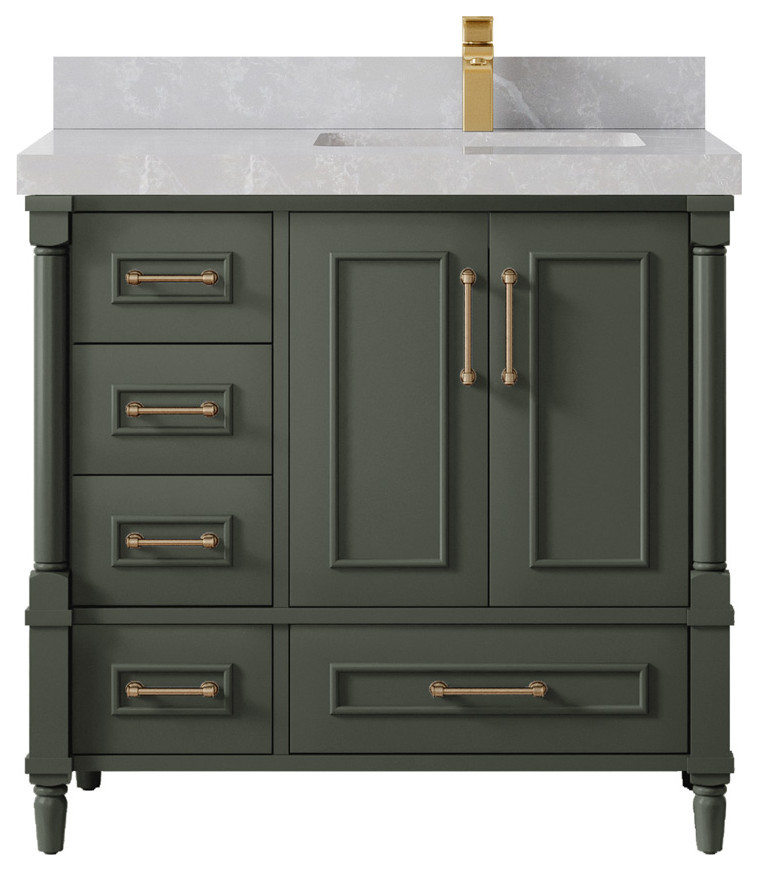 Aberdeen Bathroom Vanity, 36" Right Offset Traditional Bathroom