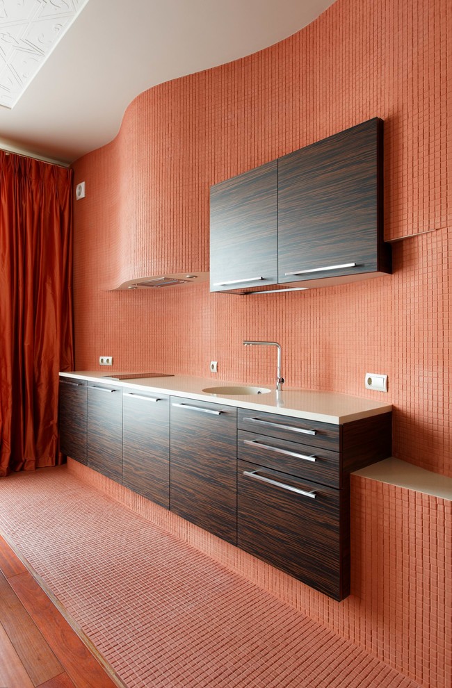 Фрагмент стены со встроенным кухонным оборудованием и скрытыми коммуникациями