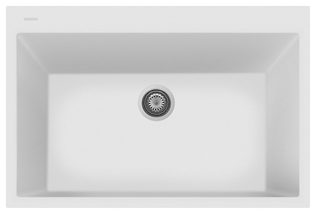One Series 33" Drop-In Single-Bowl Granite Sink, Milk White, Drop-in