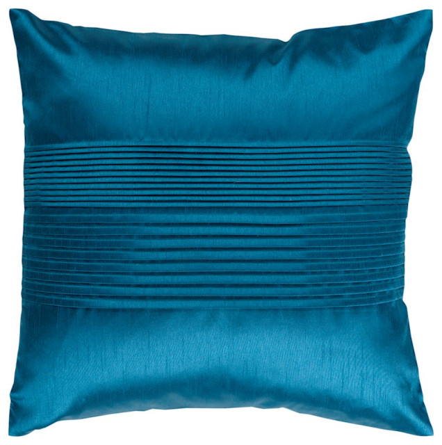Solid Pleated by Surya Pillow Cover, Aqua, 22' x 22'