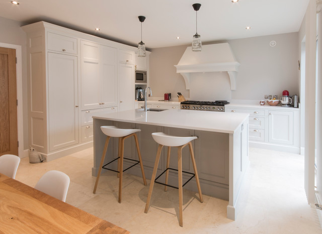 Classical hand-painted kitchen in Strong White transitional-kitchen