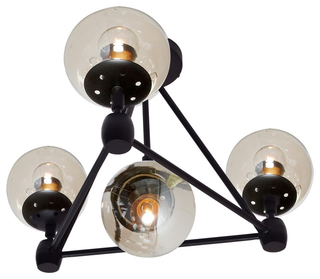 Galileo 4-Light Flush Mount, Matte Black - Contemporary - Flush-mount