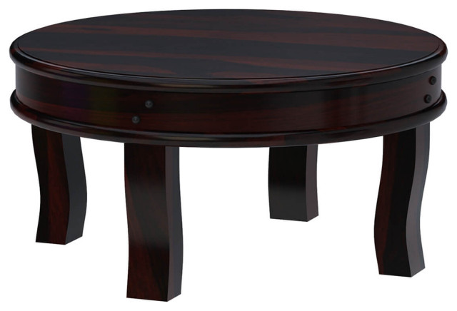 Manitoba Rustic Solid Wood 3 Piece Round Coffee Table Set