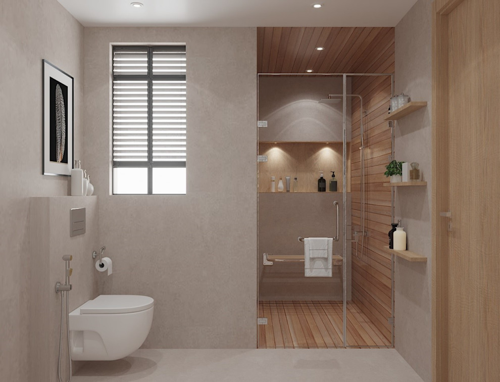 Design ideas for a scandinavian bathroom in Delhi.