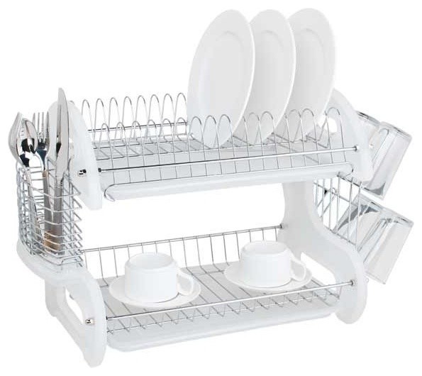 Dish Drainer 2 Tier Plastic Transitional Dish Racks by HOME