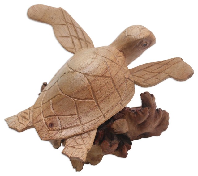 wooden turtle statue