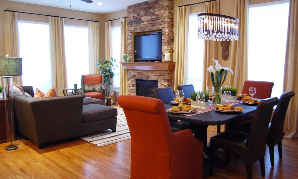 Photo of a transitional home design in Denver.