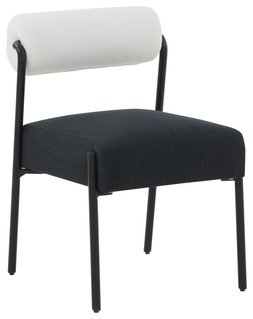 Jolene Cream and Black Linen Dining Chair, Set of 2