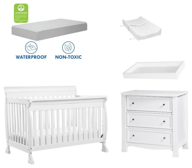4in1 Convertible Crib Set with Dresser Mattress and Changing Tray in