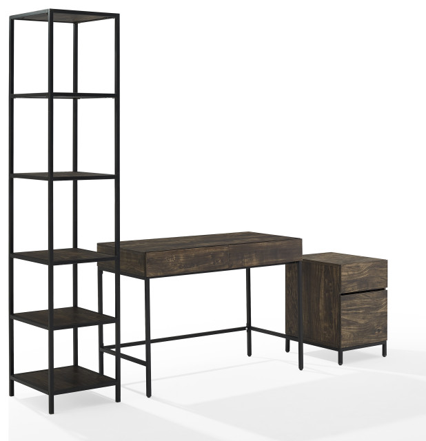Jacobsen 3Pc File Desk And Etagere Set Industrial Desks