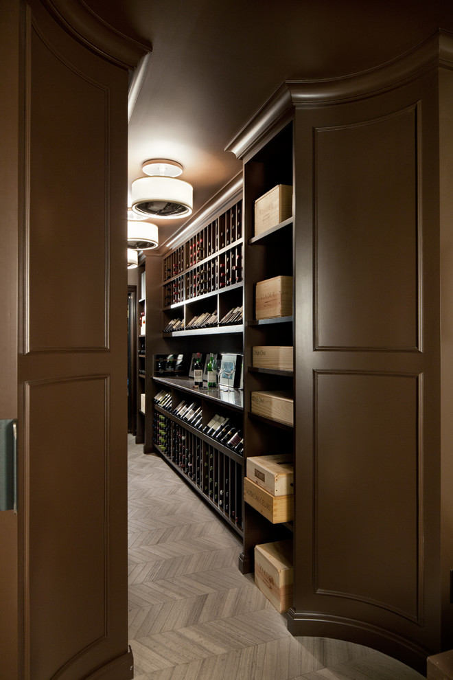 Traditional wine cellar in Columbus with storage racks.