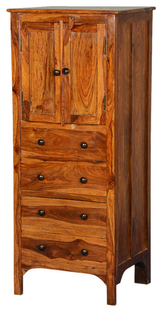 Rustic Solid Wood 56 Tall Storage, Tall Cabinet With Shelves And Drawers