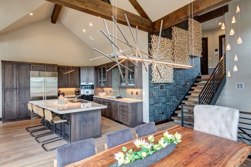 Example of a mountain style kitchen design in Denver