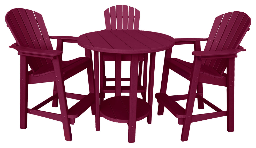 Phat Tommy Outdoor Pub Table Set, Bar Height Patio Dining Set, Darkred