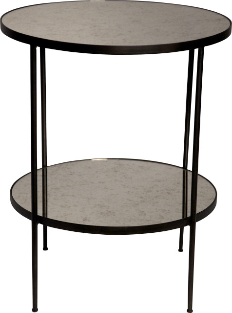Anna Side Table - Metal, Antiqued Mirror