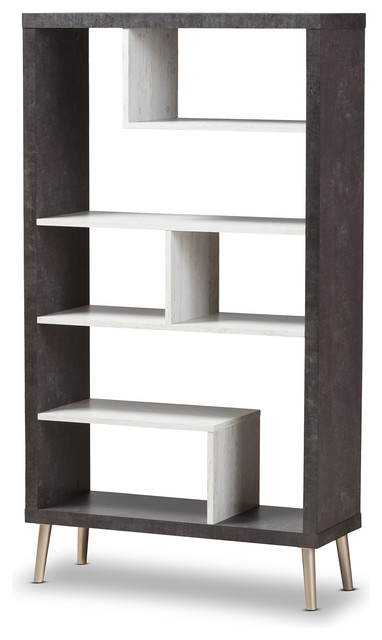 Atlantic Modern Dark Brown And Light Gray Two Tone Wood Display Atlantic Modern Dark Brown And Light Gray Two Tone Wood Display Shelf Contemporary Wall Shelves By Baxton Studio