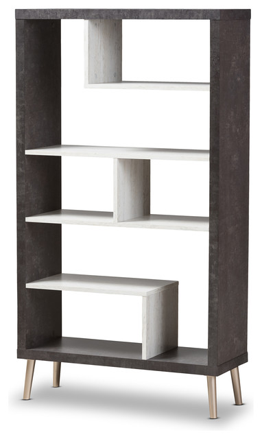 Light Gray Two Tone Wood Display Shelf, White Wood Display Shelves