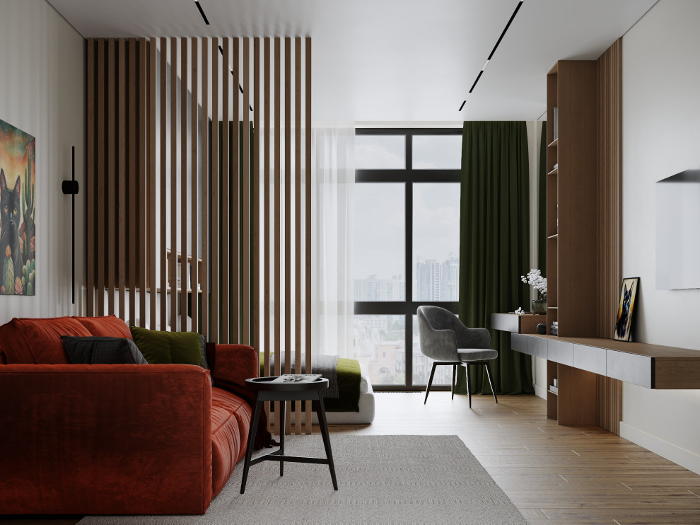 Визуализация интерьера гостиной-спальни