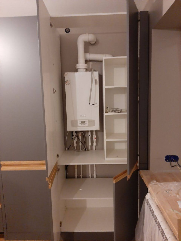 Кухня с интегрированными ручками из массива