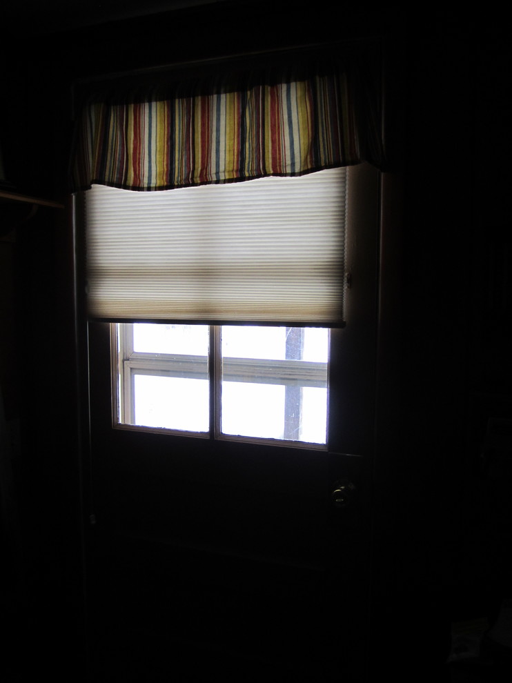 Layering a shade on a door with a valance