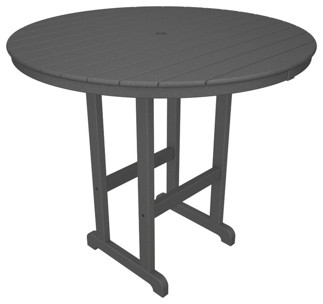 POLYWOOD Round 48" Bar Table Contemporary Outdoor Pub And Bistro