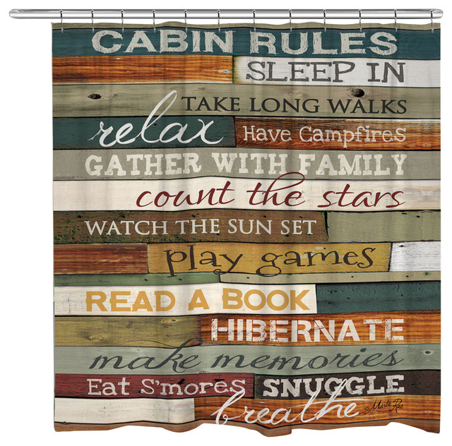 Cabin Rules Shower Curtain Rustic Shower Curtains By Laural Home