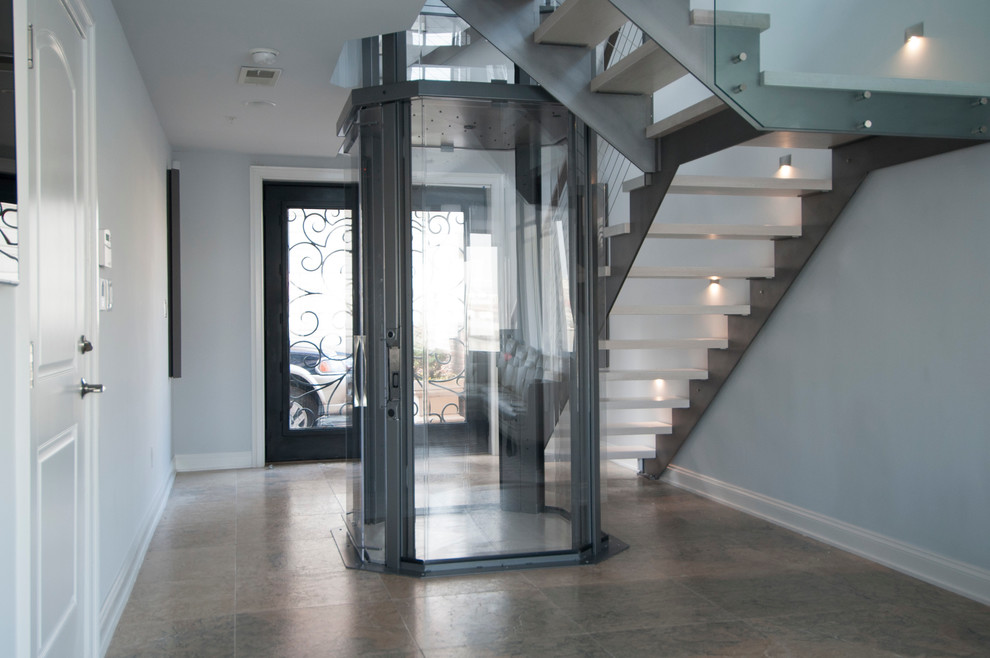 This is an example of a contemporary entryway in Boston.