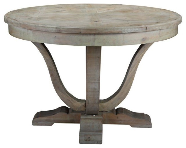 Hathaway Dining Table French Country, Gray Wash Round Dining Table Set